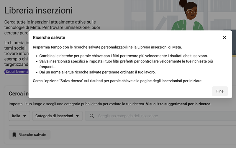 libreria inserzioni di Meta